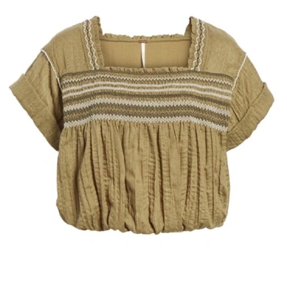 Free People Tops - Free People Wandering Skies Blouse In Moss